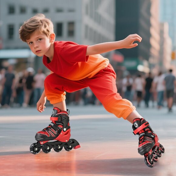 Sulifeel Kids D Spider Red Unicorn Inline Adjustable Light Up Wheels Skates - Picture 7 of 8